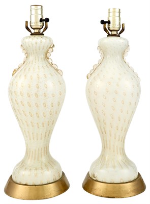 Lot 240 - Pair of Murano Glass Lamps Height 18 inches.