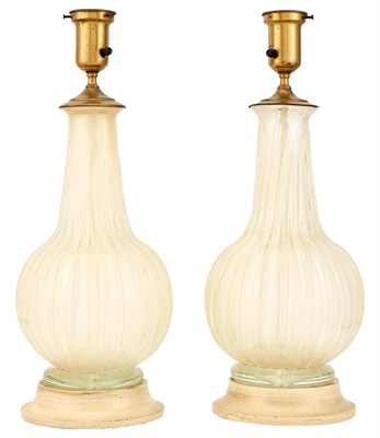 Lot 239 - Pair of Murano Glass Lamps with Gold Flecks...