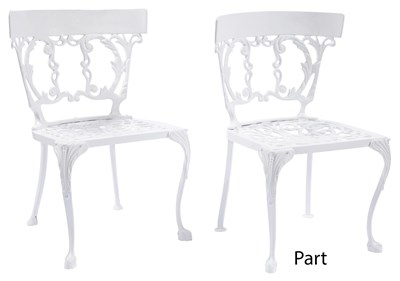 Lot 330 - Set of Six Powder Coated Cast Iron Chairs...