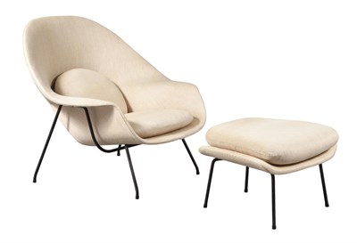 Lot 101 - Eero Saarinen Upholstered Womb Chair and...