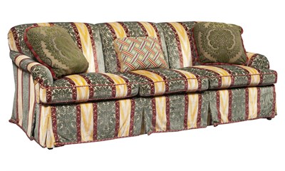 Lot 204 - Upholstered Sofa With three pillows. Height 32...