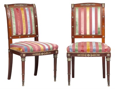 Lot 374 - Pair of Empire Style Upholstered Mahogany Side...