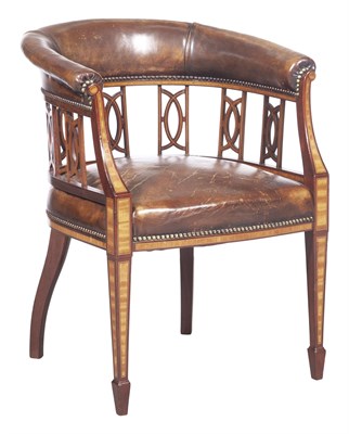 Lot 242 - Edwardian Leather Upholstered Tub Chair Height...