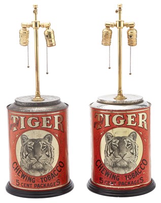 Lot 185 - Pair of Tole Tea Cannister Lamps Height...