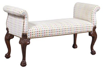 Lot 210 - George III Style Upholstered Beechwood Bench...