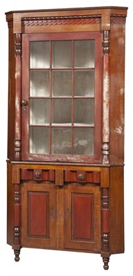 Lot 278 - Classical Grain Painted and Paint Decorated Corner Cupboard