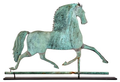 Lot 318 - Molded Sheet Copper Blackhawk Running Horse Weathervane