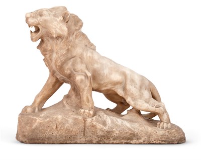 Lot 119 - Italian White Marble Sculpture of a Roaring...