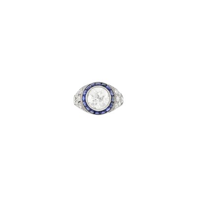 Lot 127 - Platinum, Diamond and Sapphire Ring