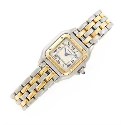 Lot 2007 - Cartier Stainless Steel and Gold 'Panthère' Wristwatch
