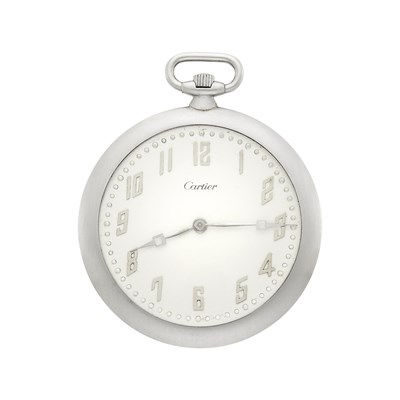 Lot 91 - Cartier Platinum Open Face Pocket Watch