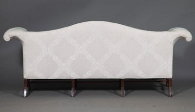 Lot 85 - Chippendale Style Upholstered Mahogany Camelback Sofa