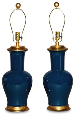 Lot 146 - Pair of Glazed Ceramic Lamps Height overall 30...