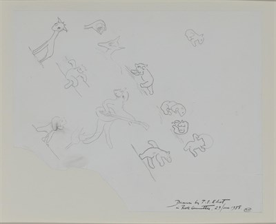 Lot 95 - ELIOT, T. S. [Pencil Drawings of a Cat, Bear,...