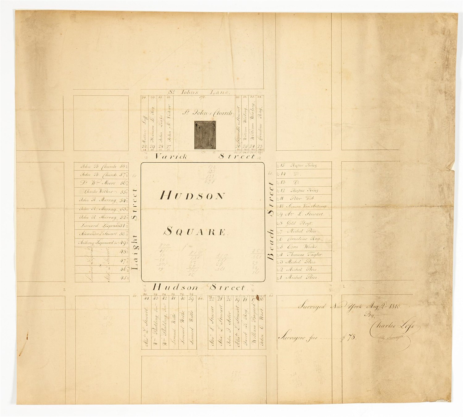 Lot 95 - Hudson's Square, now considered the northern part of Tribeca