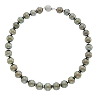 Lot 143 - Tahitian Gray Cultured Pearl Necklace with White Gold Ball Clasp