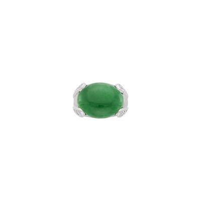 Lot 96 - Platinum, Jade and Diamond Ring