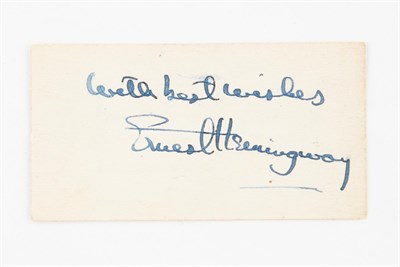 Lot 173 - HEMINGWAY, ERNEST Signed card. No place: no...