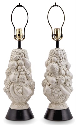 Lot 234 - Pair of Ceramic Lamps Height overall 14 3/4...