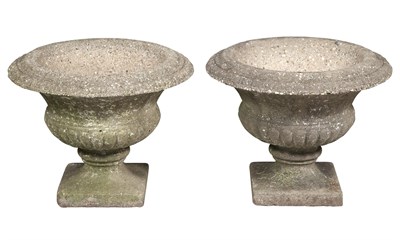 Lot 331 - Pair of Cast Stone Garden Urns Height 20 inches.