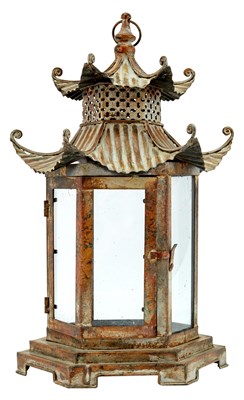 Lot 192 - Sheet Metal Pagoda-Form Lantern Height 20 1/2...