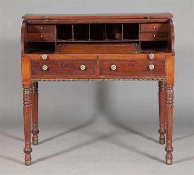 Lot 263 - Classical Brass Inlaid Mahogany Tambour...