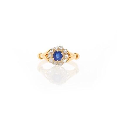 Lot 2288 - Antique Rose Gold, Silver, Sapphire and Diamond Ring