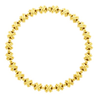 Lot 15 - Tiffany & Co. Gold 'Signature X Link' Necklace