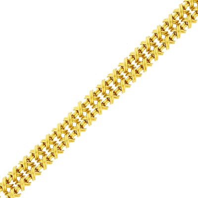 Lot 16 - Tiffany & Co. Double Strand Gold 'Signature X Link' Bracelet