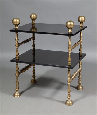 Lot 343 - Brass and Black Lacquer Two-Tier Table Height...