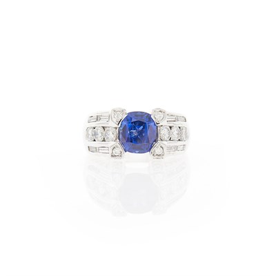 Lot 2172 - White Gold, Sapphire and Diamond Ring