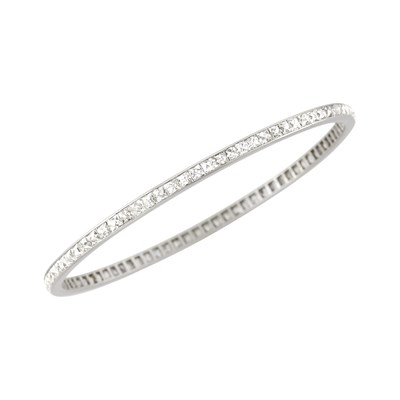 Lot 90 - Platinum and Diamond Bangle Bracelet