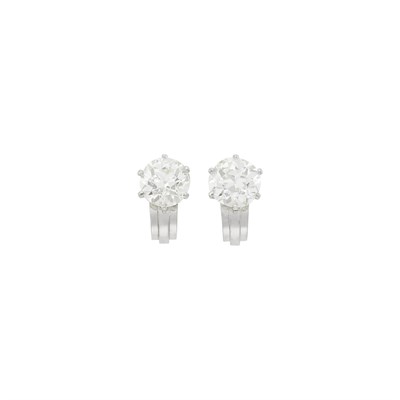 Lot 94 - Pair of Platinum and Diamond Earclips