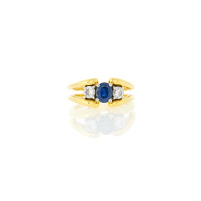 Lot 1289 - Gold, Sapphire and Diamond Ring