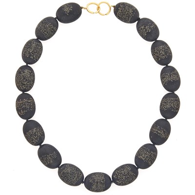 Lot 2029 - Tiffany & Co. Black Hardstone and Gold Necklace