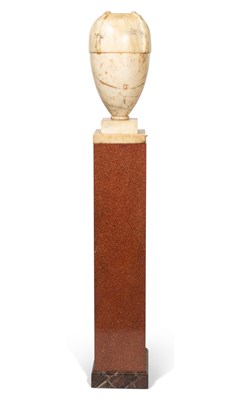 Lot 325 - Alabaster Urn-Form Lamp Together with a Faux...