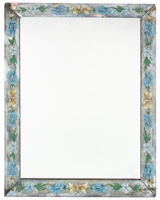 Lot 330 - Floral Decorated Mirror-Border Glass Mirror...