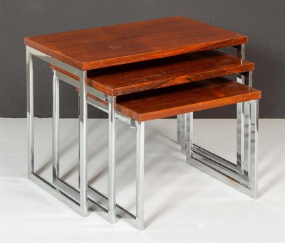 Lot 76 - Nest of Three Danish Rosewood and Chromed...