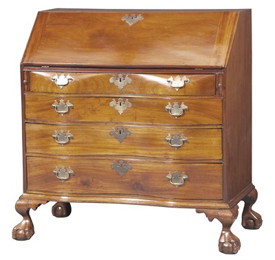 Lot 220 - Chippendale Carved Mahogany Oxbow Slant-lid Desk
