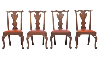 Lot 212 - Set of Four Chippendale Walnut Side Chairs