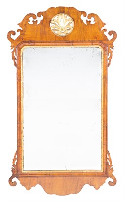 Lot 216 - Chippendale Walnut and Parcel Gilt Scroll Frame Mirror
