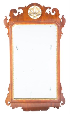 Lot 217 - Chippendale Walnut and Parcel Gilt Scroll Frame Mirror