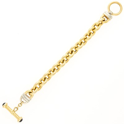 Lot 2021 - Two-Color Gold and Black Onyx Toggle Bracelet