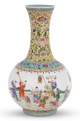 Lot 99 - A Fine Chinese Enameled Porcelain 'Boys' Vase