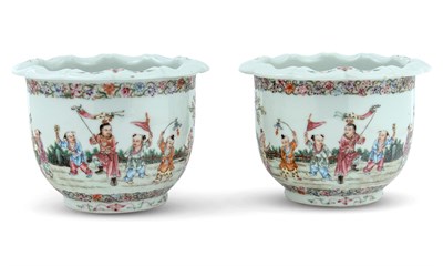 Lot 327 - A Pair of Chinese Enameled Porcelain Planters