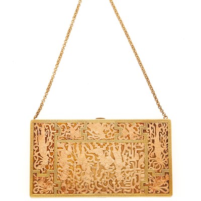 Lot 2212 - Two-Color Gold Case with Gilt-Metal Chain