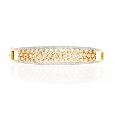 Lot 2248 - Gold and Diamond Bangle Bracelet
