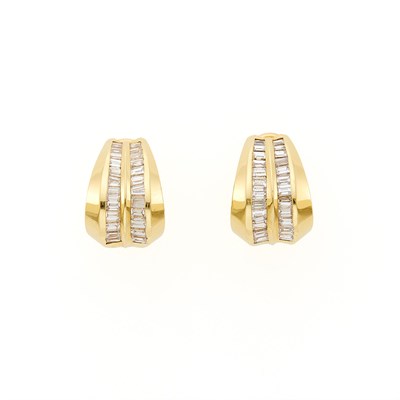 Lot 2263 - Pair of Gold and Diamond Earrings