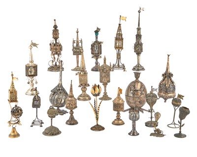 Lot 86 - Group of Metal Spice Towers and Etrog Boxes