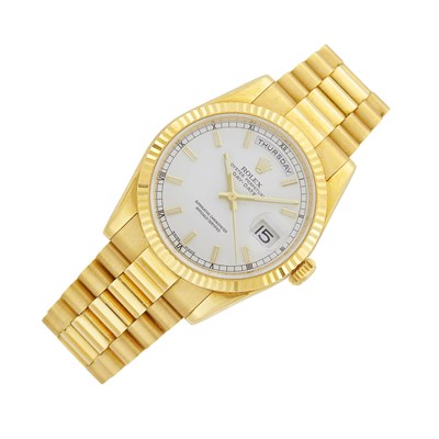 Lot 41 - Rolex Gentleman's Gold 'Oyster Petpetual Day-Date Presidential' Wristwatch, Ref. 118238